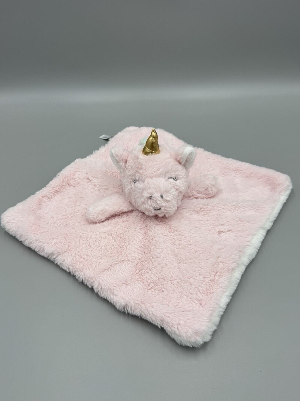 Dreamgro Pink Unicorn Gold Horn Lovey Rattle Plush Baby Security Blanket